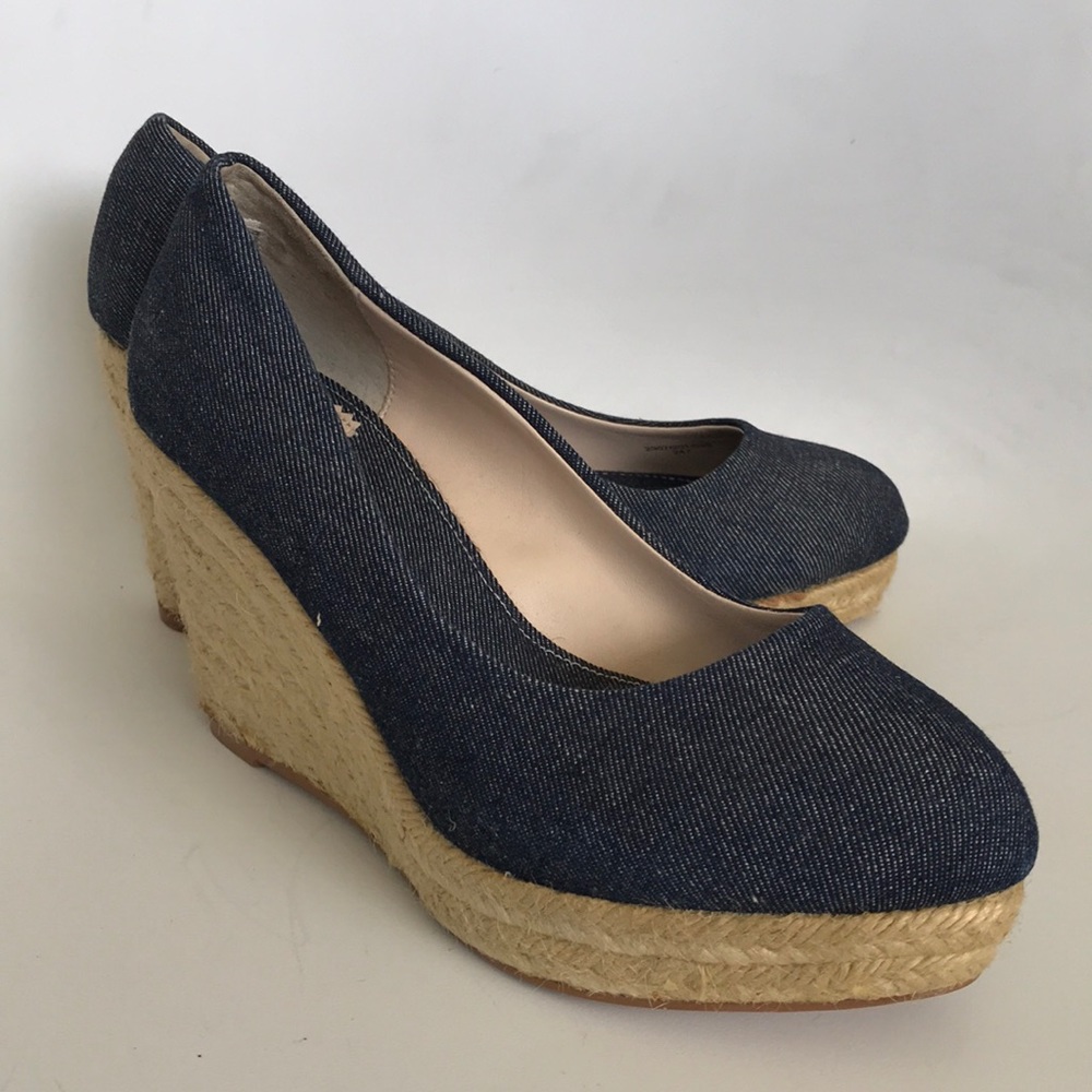 Zara collection Denim Wedge Closed Toe Espadrilles